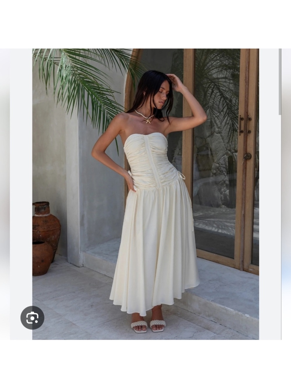 NWT ASTR the Label ivory white drop waist strapless dress